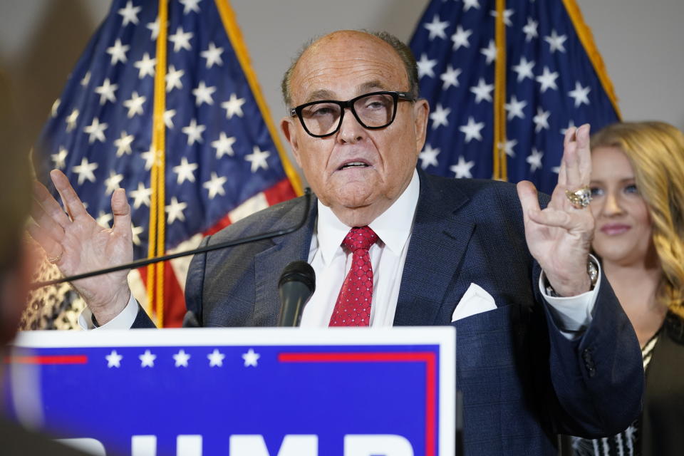  Rudy Giuliani at a news conference in Washington, D.C. (AP/Jacquelyn Martin)