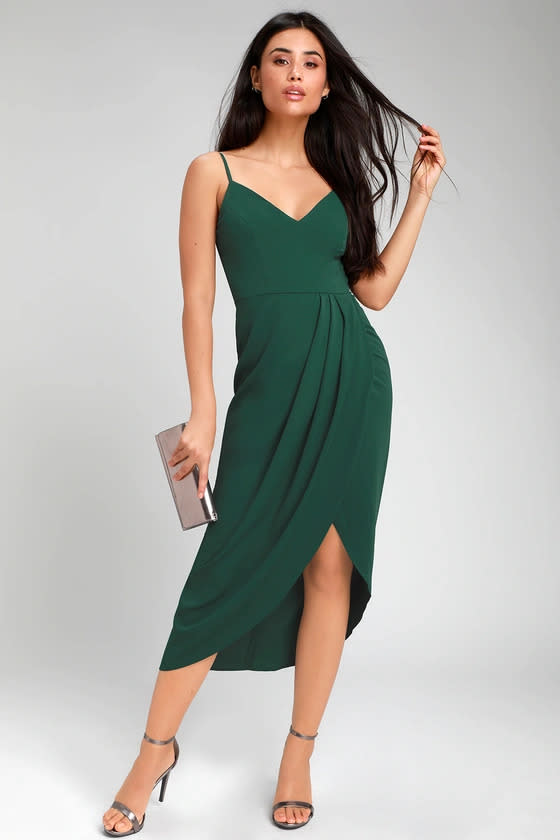 Reinette Dark Green Midi Dress. (Image via Lulus)