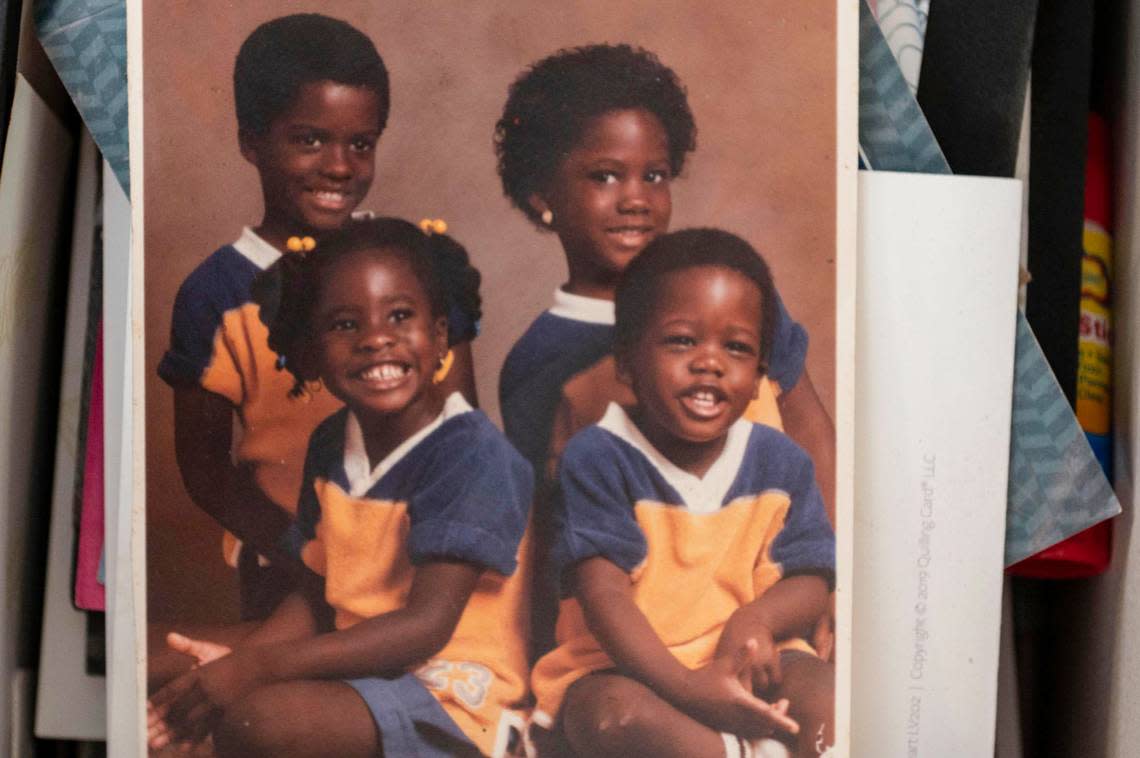 A family photo of LaKiesha Moore, top right, and three siblings. “I knew everything there was to know about Black culture because I lived it and I was saturated in it,” she said.