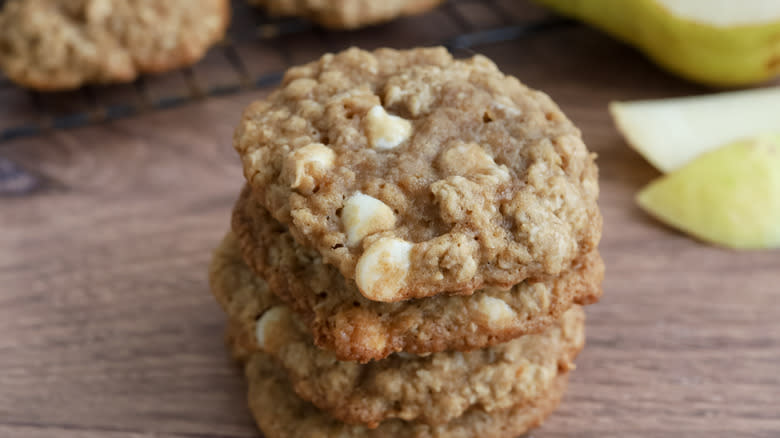 stacked pear chocolate cookies