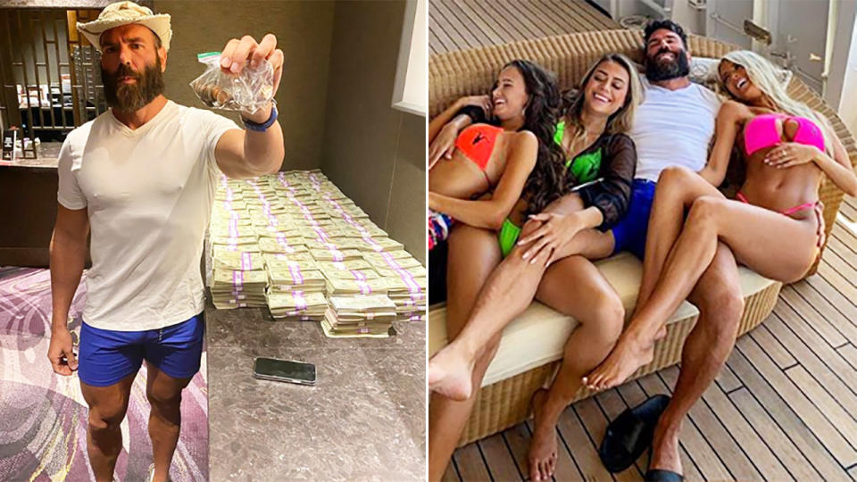 Dan Bilzerian, pictured here in some of his famous Instagram photos. Image: Instagram