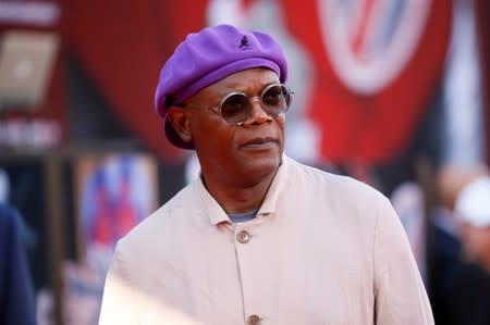 Actor Samuel L. Jackson poses at the World Premiere of Marvel Studios' "Spider-man: Far From Home" in Los Angeles