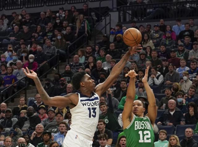 Minnesota Timberwolves forward Nathan Knight plays during an NBA