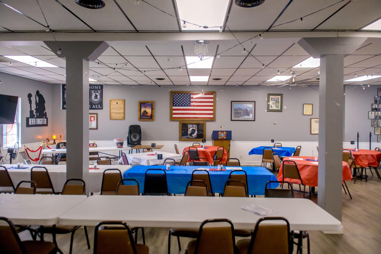 Plenty of room is available for customers at The Freedom Cafe at VFW Post 9016 in Washington. The cafe had a soft opening Monday and will be open 11 a.m. to 2 p.m. and 5 to 8 p.m. weekdays until it fully opens in June.