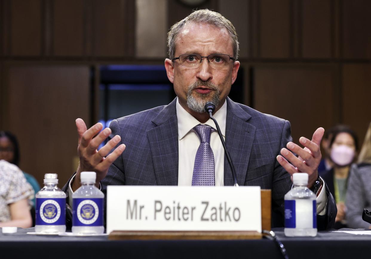 Peiter “Mudge” Zatko, former head of security at Twitter, is sworn-in as he testifies before the Senate Judiciary Committee on data security at Twitter, on Capitol Hill, September 13, 2022 in Washington, DC. 