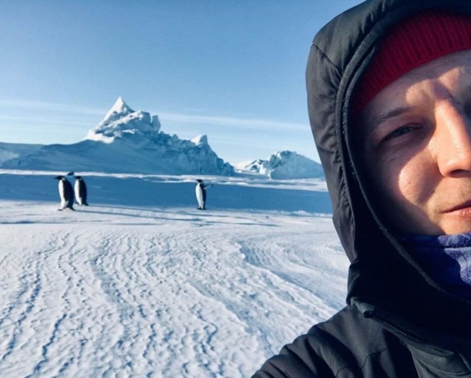 A Penguin-loving Russian scientist is forced to spend another two bleak months at an Antarctic outpost after his replacement gets Covid - find more detail on this story at 10:29am - Den Muller/Instagram