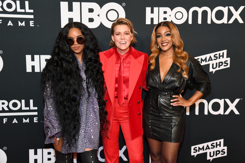 H.E.R., Brandi Carlile and Mickey Guyton attend the 36th Annual Rock & Roll Hall Of Fame Induction Ceremony at Rocket Mortgage Fieldhouse on October 30, 2021 in Cleveland, Ohio. - Credit: Kevin Mazur for The Rock and Ro