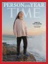 This photo provided by Time magazine shows Greta Thunberg, who has been named Time’s youngest “person of the year” on Wednesday, Dec. 11, 2019. The media franchise said Wednesday on its website that Thunberg is being honored for work that transcends backgrounds and borders. (Time via AP)