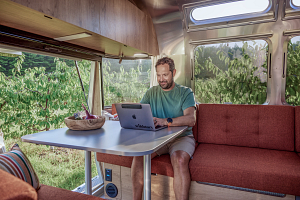 Optional WiFi means remote work can be done on the go in this 2024 Trade Wind Airstream.
