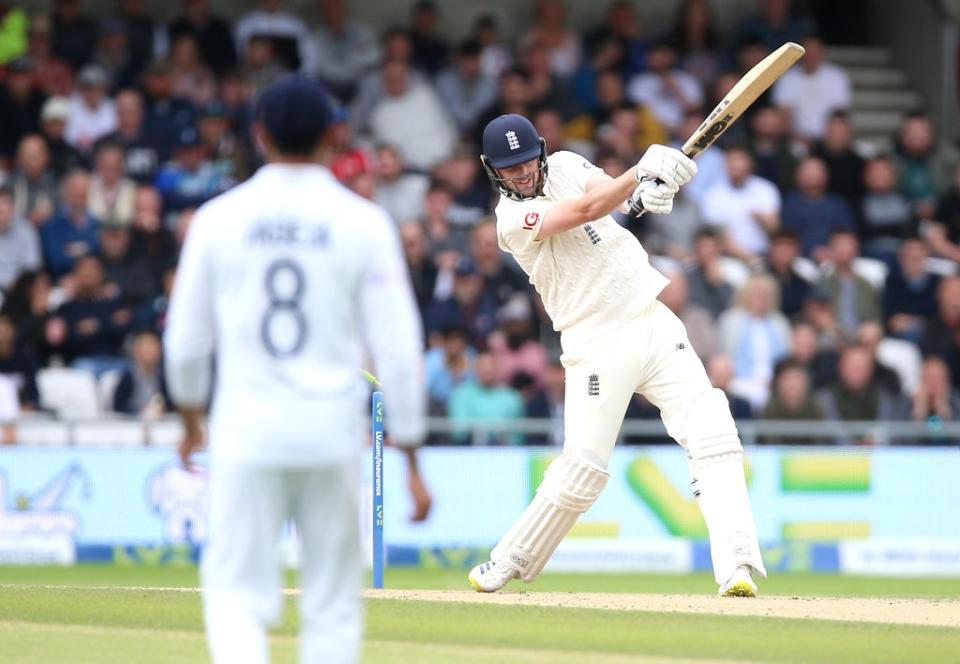 Ollie Robinson, right, is bowled by Jasprit Bumrah, not pictured (Nigel French/PA) (PA Wire)