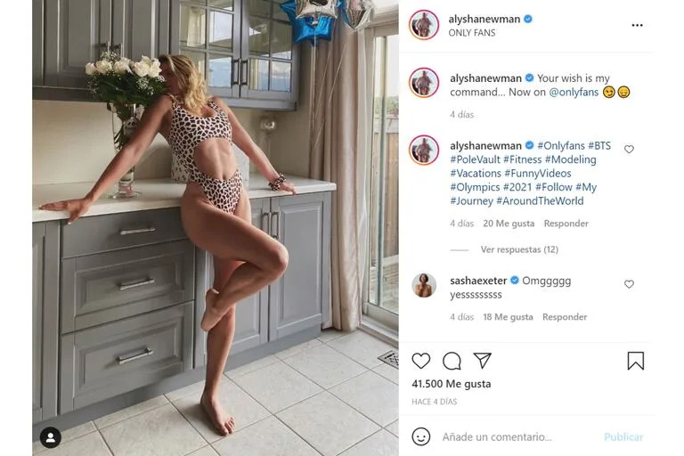 En 2021, y luego de su exponencial crecimiento de seguidores en Instagram, la atleta anunció que abriría una cuenta en la plataforma de adultos Onlyfans