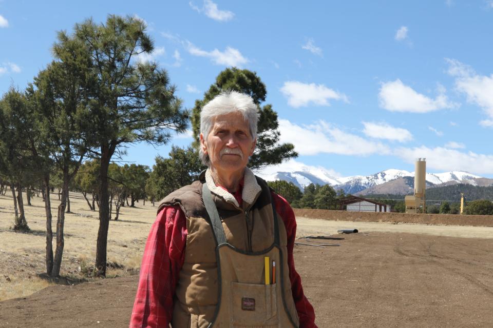 Pete Blanchard on his land in the shadow of Roper Construction's concrete batch plant, March 27, 2024 in Alto.