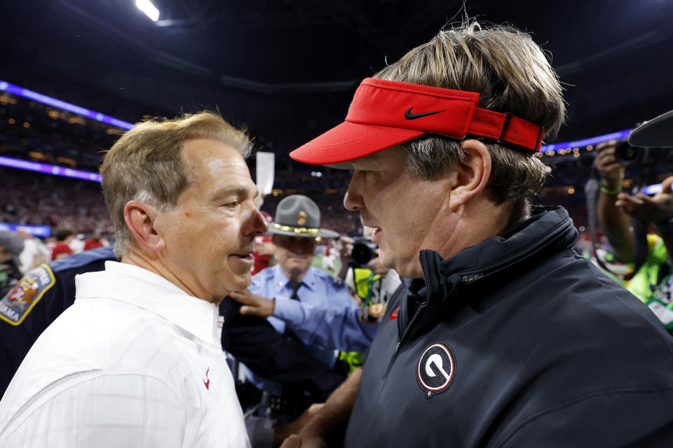 The 2023 SEC championship goes down as the last game between Nick Saban and Kirby Smart. Todd Kirkland/Getty Images