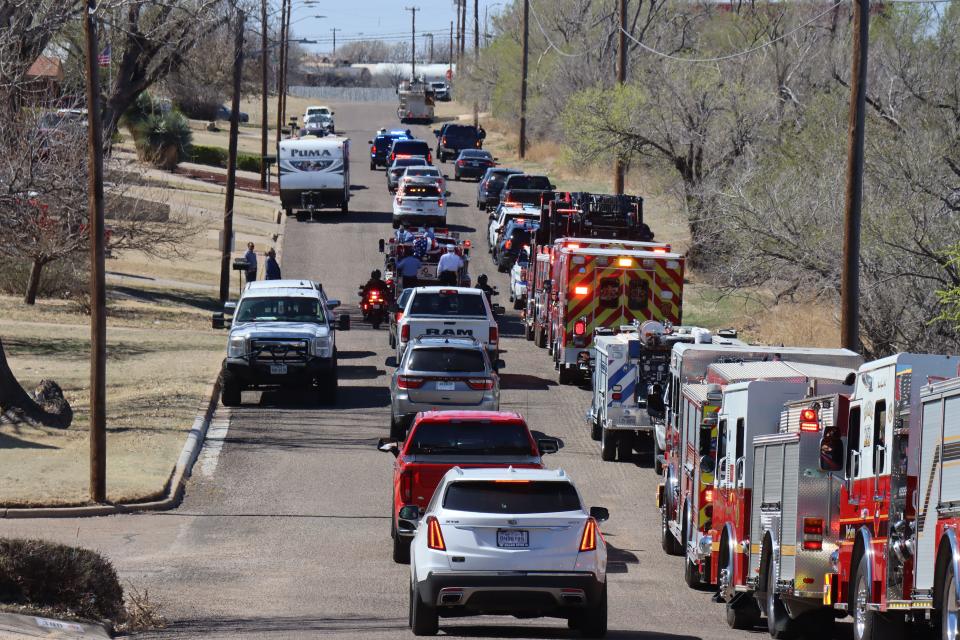 Firefighters and law enforcement from more than 60 organizations across Texas, Oklahoma and New Mexico honor Fritch Volunteer Fire Chief Zeb Smith, as he was laid to rest Saturday afternoon.