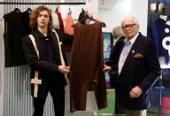 Designer Pierre Cardin attends a fashion collection presentation at his Studio Pierre Cardin in Paris