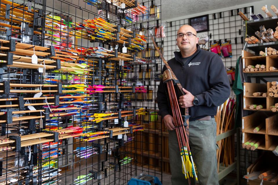 Andy Ponce turned a hobby into a traditional archery supply business 14 years ago. His shop, Addictive Archery, specializes in custom wood, carbon, and aluminum arrows.