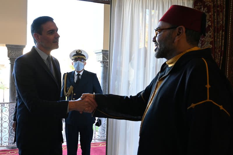 Spanish Prime Minister Sanchez meets with Moroccan King Mohammed VI at the Royal Palace in Rabat