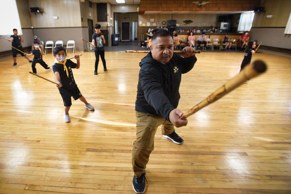 Master Ace Ramirez, leads a class of the Filipino Kale Martial Arts at Kali Academy in Bergenfield, Monday on 06/13/22.