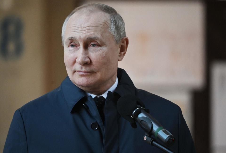 Russian President Vladimir Putin visits the National Space Centre construction site in Moscow on February 27, 2022. (Photo by Sergei GUNEYEV / SPUTNIK / AFP) (Photo by SERGEI GUNEYEV/SPUTNIK/AFP via Getty Images)