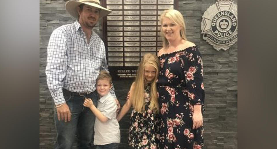 The young girl and her family took a tour of the Police Communications Centre and met the operator who took her emergency call. Source: Queensland Police Service