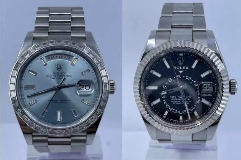 L-R: Asim Tufail's Rolex watch worth £70,000, Junnaid Tufail's watch worth £11,000 -Credit:North West Regional Organised Crime Unit