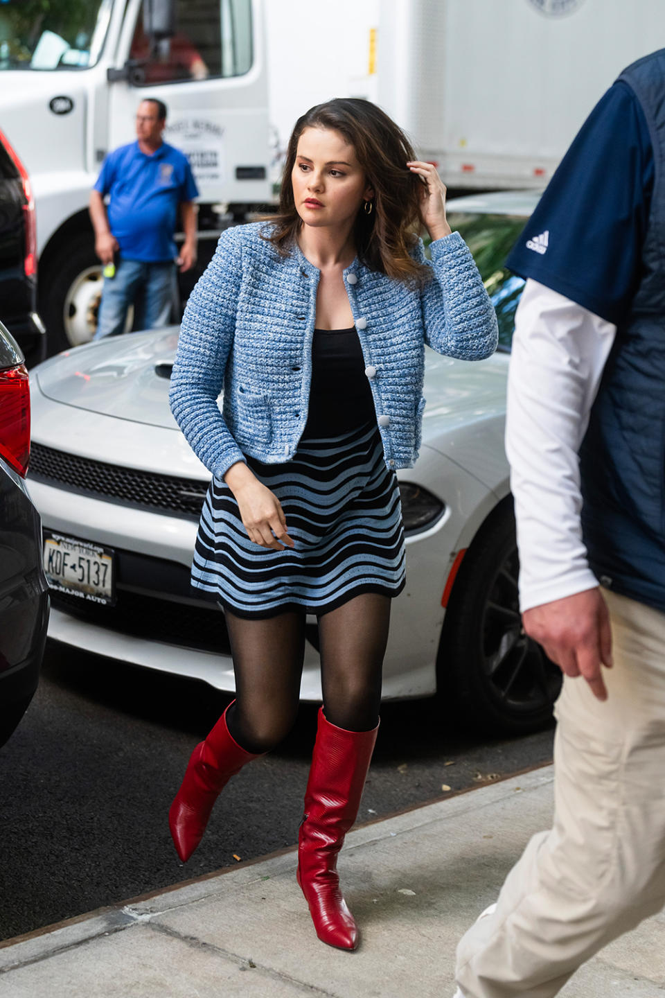 Selena Gomez filming "Only Murders in the Building" on May 29 in New York, Missoni