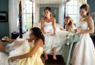 <p>By 2000, full length satin gowns were taking the lead as the most popular trend for bridesmaids. Brides also start choosing more than one color for their wedding party. </p>