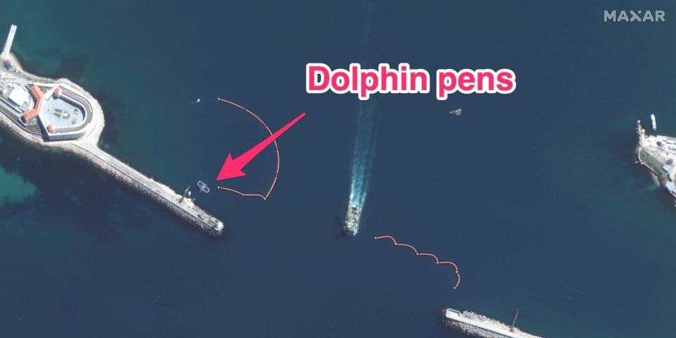 Dolphin pens at the entrance to the Sevastopol Bay