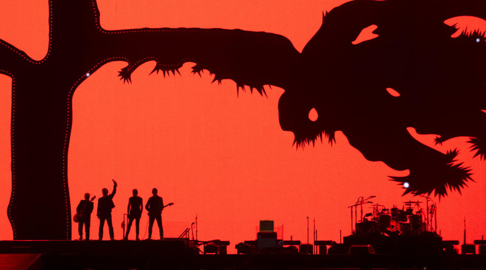 <p>Members of U2 kick off their world tour of the Joshua Tree in Vancouver, British Columbia, Friday, May 12, 2017. (Photo: Jonathan Hayward/The Canadian Press via AP) </p>