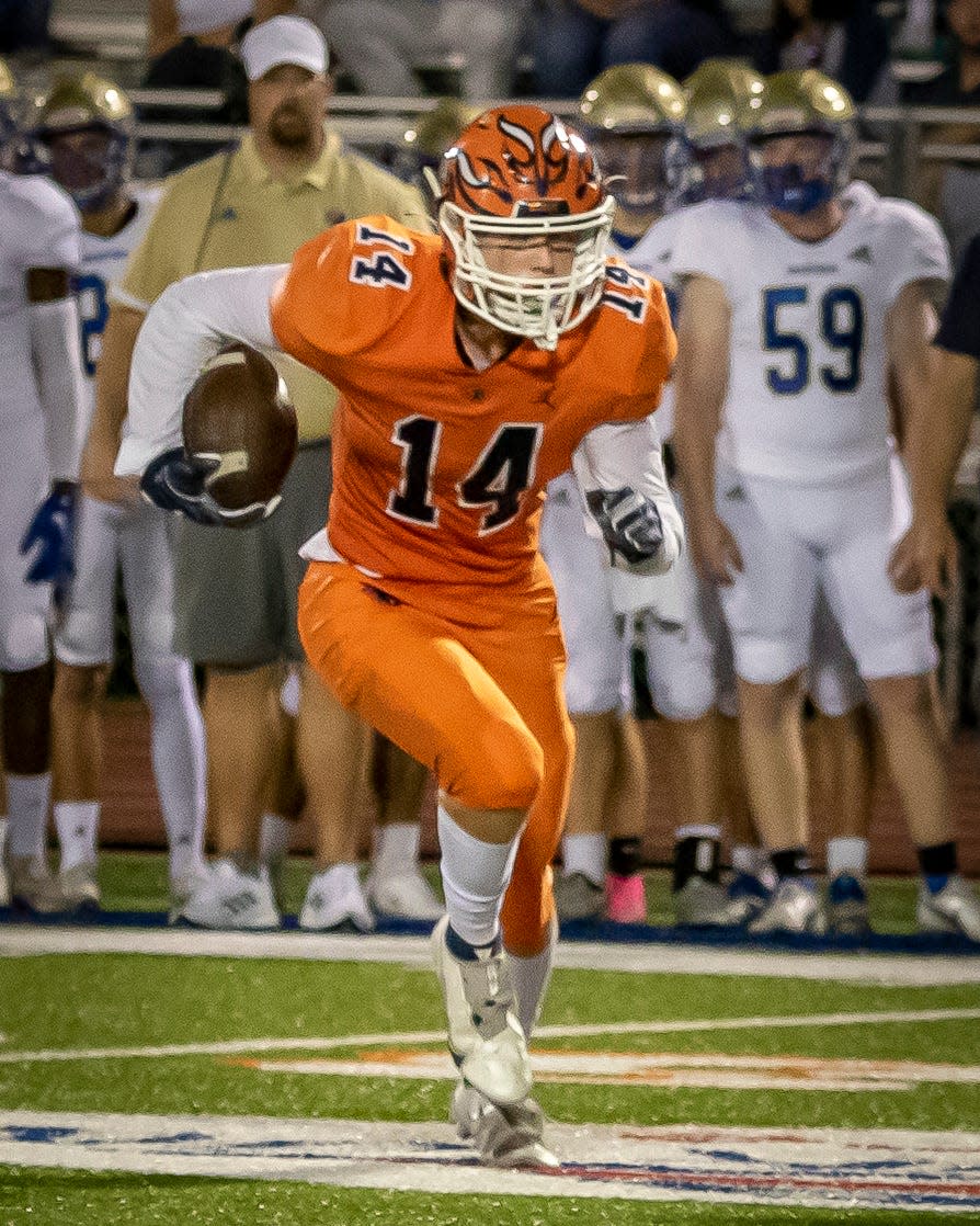 Blackman senior tight end Ben Marshall, shown during a 2021 game, committed to California on Friday.