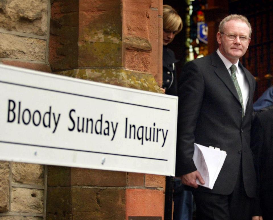 Bloody Sunday: Martin McGuinness departing from the Guildhall in Londonderry after giving evidence to the Saville Inquiry (PA)