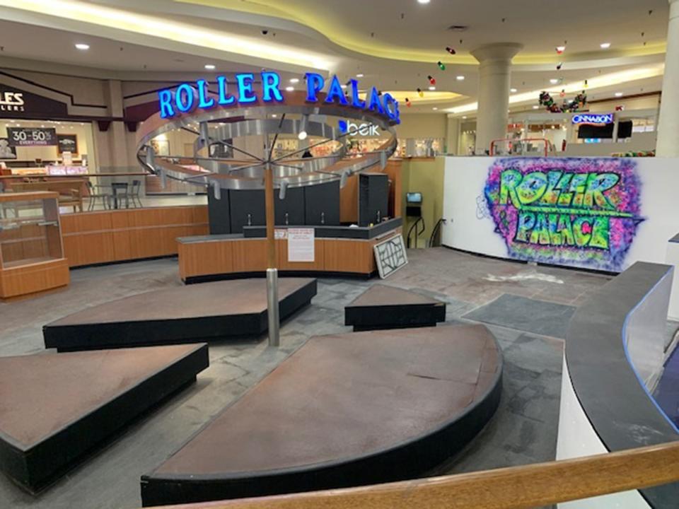 Formerly the Ice Palace, the signage and decor have been updated as Roller Palace at Eastdale Mall.