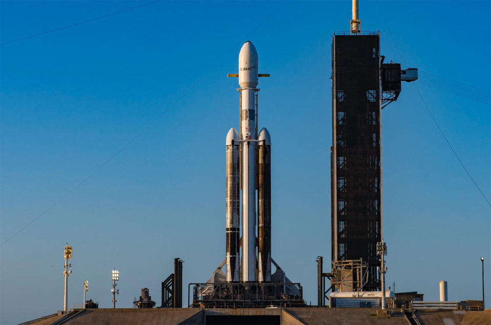 SpaceX tried to launch a Falcon Heavy rocket Friday evening, but a last-minute abort foiled the company's attempt to launch two rockets within a little more than two hours of each other, the shortest time between two orbit-class launches since 1966. But it was not to be. / Credit: SpaceX