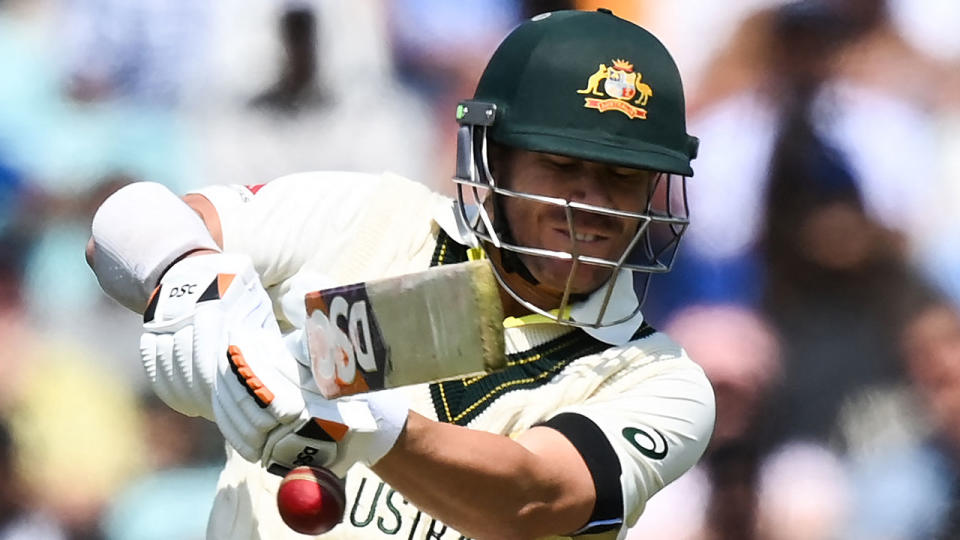 Seen here, David Warner batting against India in the WTC final at The Oval. 