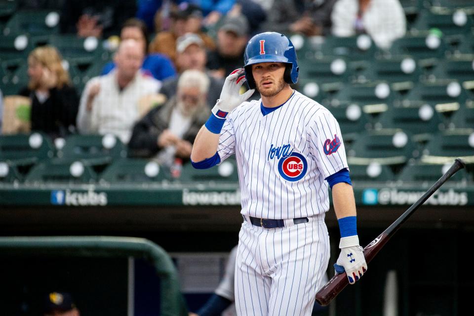 Former Iowa Cubs player Ian Happ will wear a microphone during Thursday's broadcast at the "Field of Dreams" movie site.