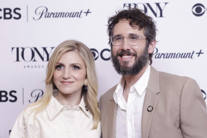 Annaleigh Ashford (L) and Josh Groban attend the Tony Awards Meet the Nominees press event in May. File Photo by John Angelillo/UPI