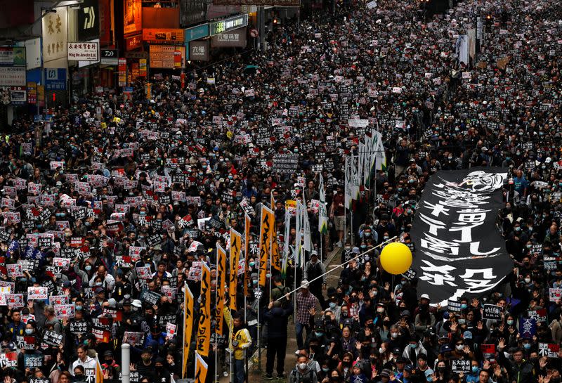 Anti-government New Year's Day demonstration in Hong Kong