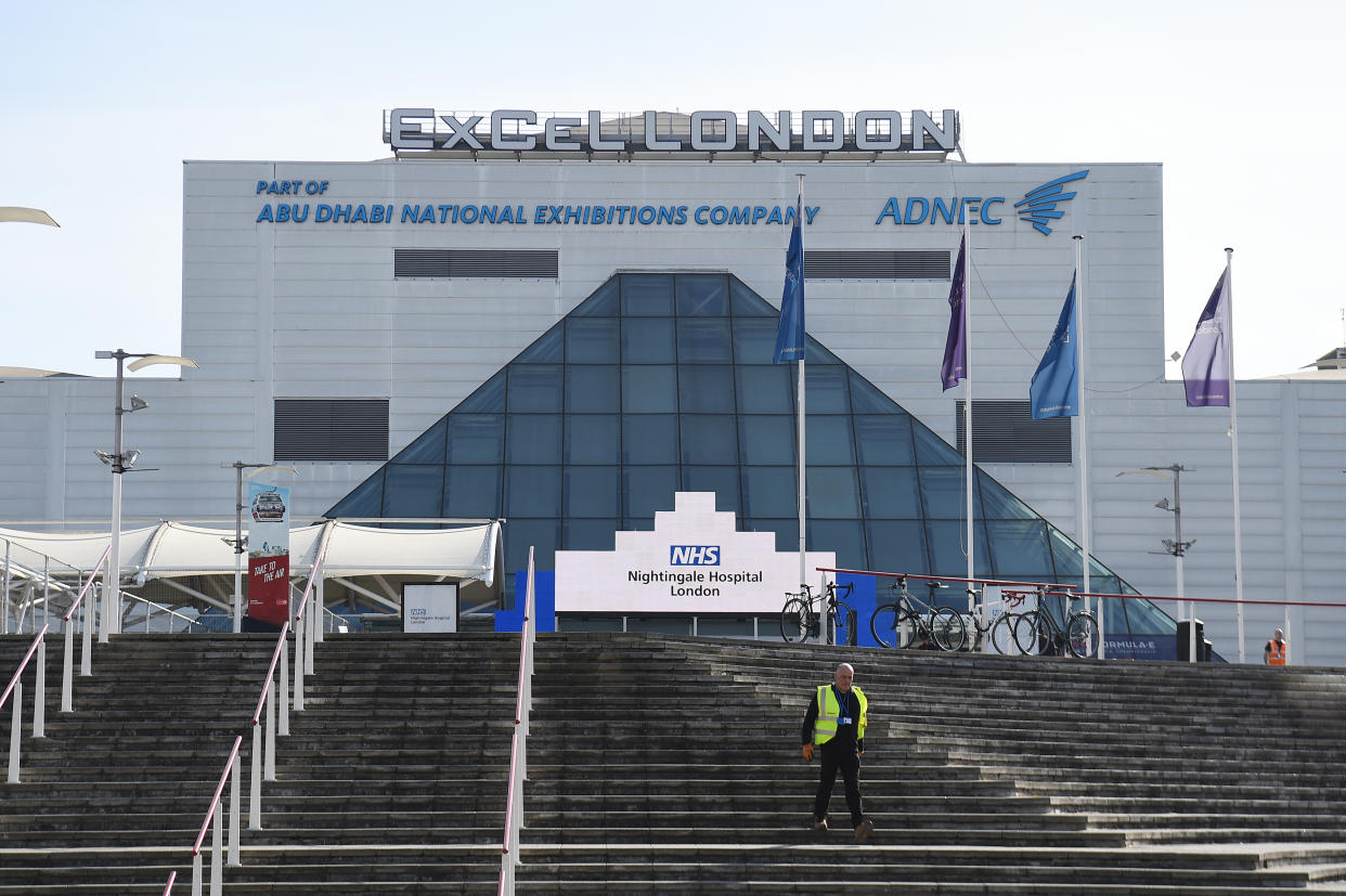 The ExCel centre in London, which has been made into the temporary NHS Nightingale hospital to help tackle the coronavirus outbreak.