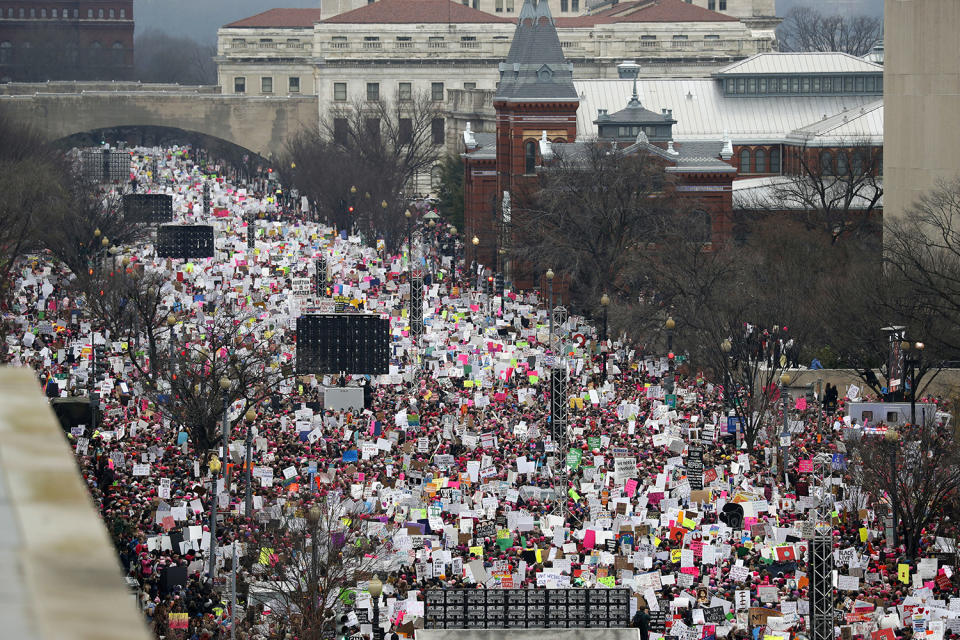 <p>A crowd fills Independence Avenue during the Women’s March on Washington, Saturday, Jan. 21, 2017 in Washington. (AP Photo/Alex Brandon) </p>