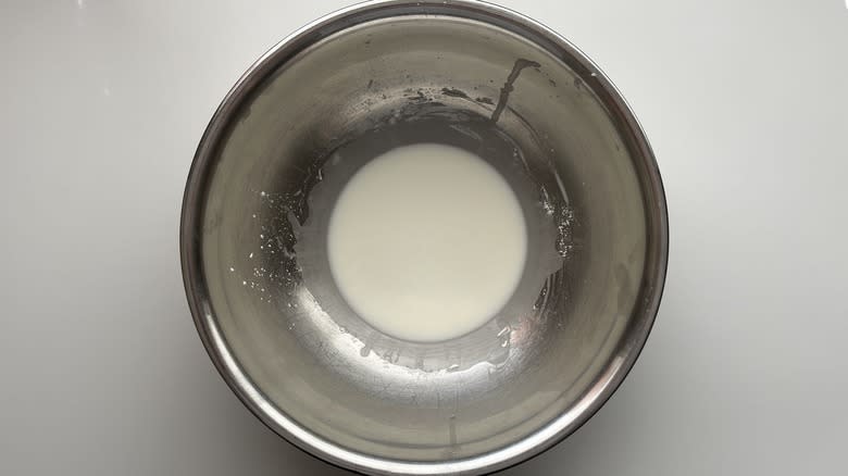 cornstarch and water in bowl