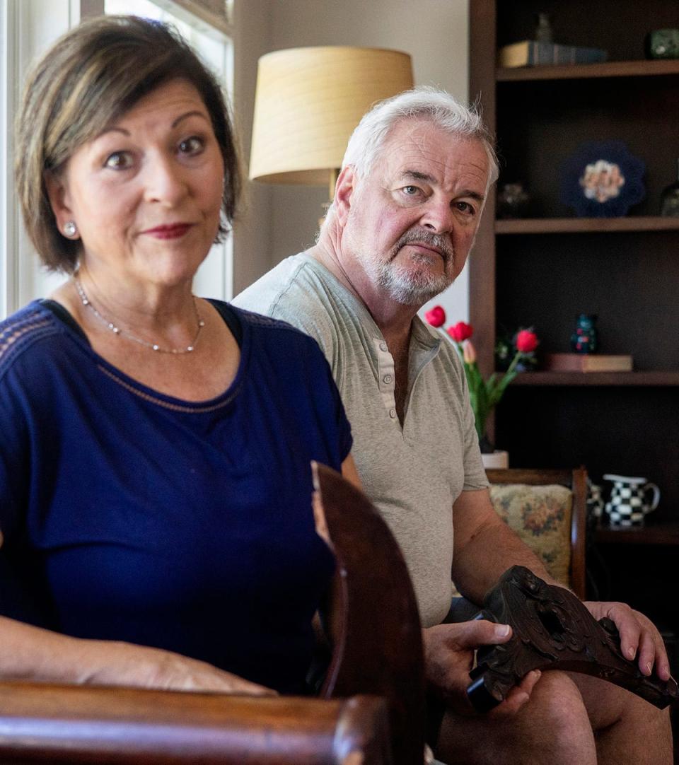 Michael and Deirdre Kupka are photographed at their home in Charleston. They recently moved there from New York and have many issues with their movers.