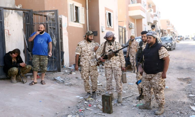 Forces loyal to Libya's UN-backed Government of National Accord gather in Sirte on November 20, 2016