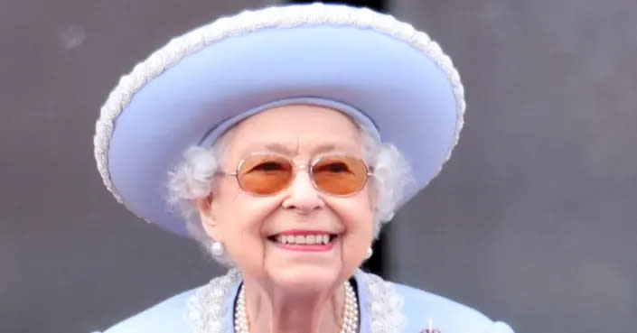 The Queen smiles during the Trooping the Colour. 