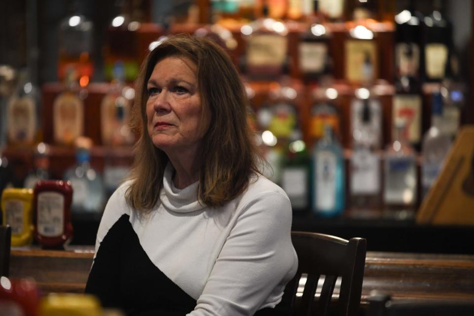 District 5 Incumbent Marcia Moss watches on as voting results roll in during the Constitutional Republicans March 5 Election watch party inside Mulligan's in Jackson, Tenn. on Tuesday, March 5, 2024.