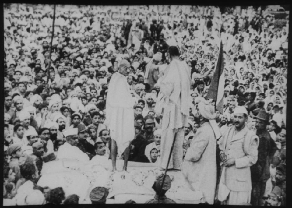 Mohandas Gandhi with Abdul Ghaffar Khan at Peshawar. (Photo by Fine Art Images/Heritage Images/Getty Images)