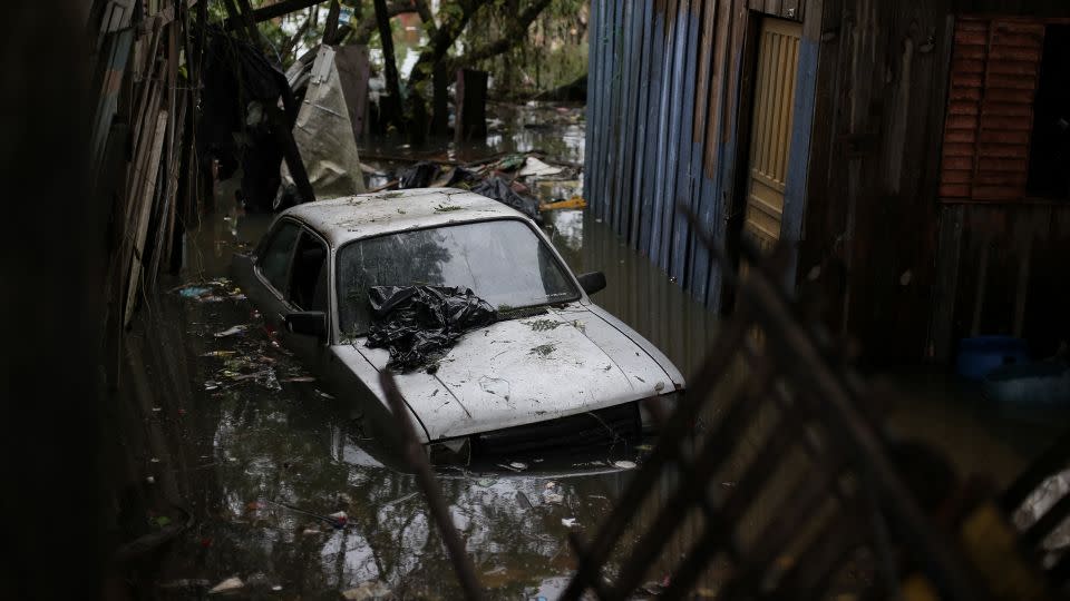 View of a flooded house at the Sarandi neighborhood in Porto Alegre, Rio Grande do Sul state, Brazil on May 3, 2024. - Anselmo Cunha/AFP/Getty Images