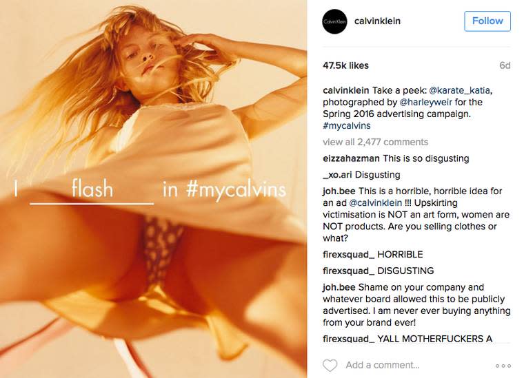 The Model From Calvin Klein's Controversial Upskirt Ad Has a Message for  Those Offended