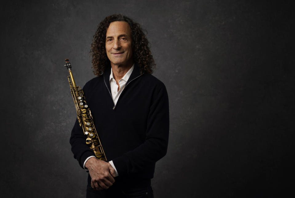 Saxophonist Kenny G poses for a portrait in Los Angeles to promote his album of lullabies titled “Innocence,” on Wednesday, Nov. 1, 2023. (AP Photo/Chris Pizzello)