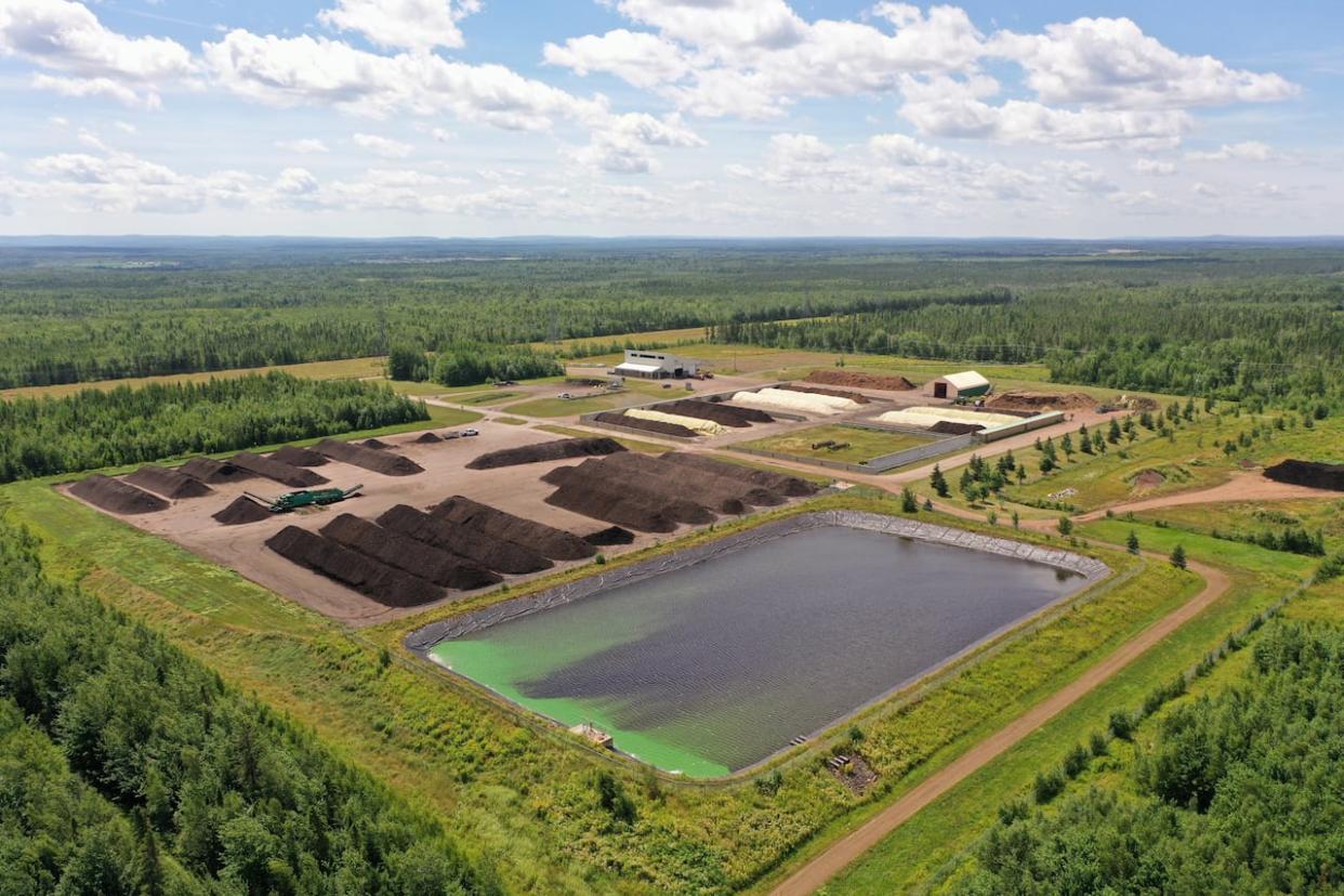 TransAqua's sewage composting facility covers a sprawling site in Moncton's north end.  (Shane Fowler/CBC - image credit)