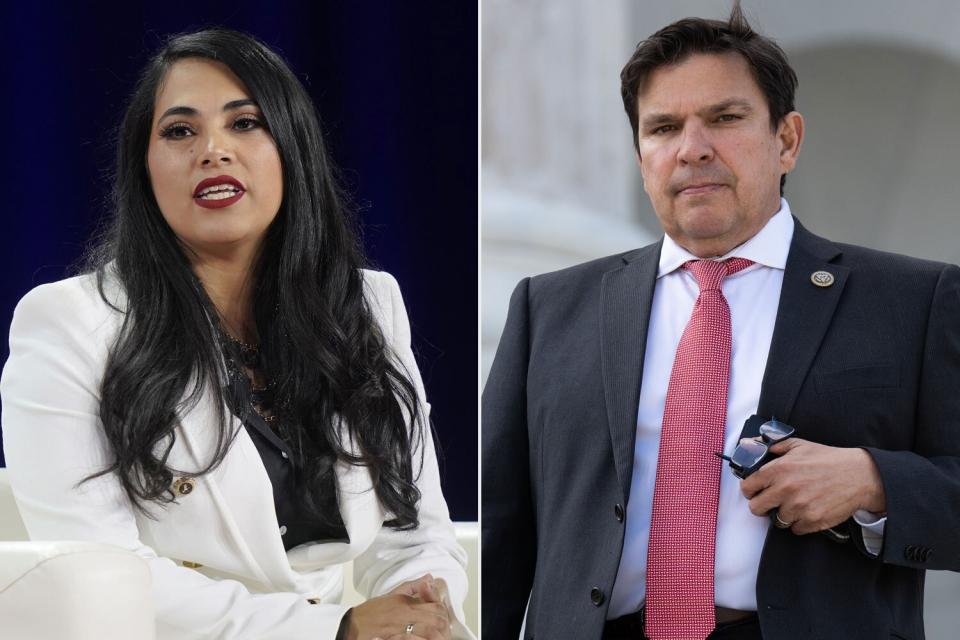 Mandatory Credit: Photo by LM Otero/AP/Shutterstock (13069699p) Rep. Mayra Flores, R-Texas, speaks at the Conservative Political Action Conference (CPAC) in Dallas CPAC Republicans, Dallas, United States - 05 Aug 2022; UNITED STATES - SEPTEMBER 15: Rep. Vicente González, D-Texas, walks down the House steps after a vote in the Capitol on Thursday, September 15, 2022. (Bill Clark/CQ-Roll Call, Inc via Getty Images)